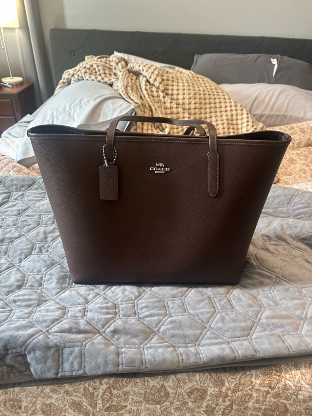 Coach City Tote. NWOT. Maple/silver.